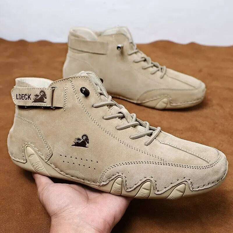 Men's Boots Waterproof Trendy High-quality Design High Top Sports Wear Resistant Comfortable Soft Soled Motorcycle Shoes