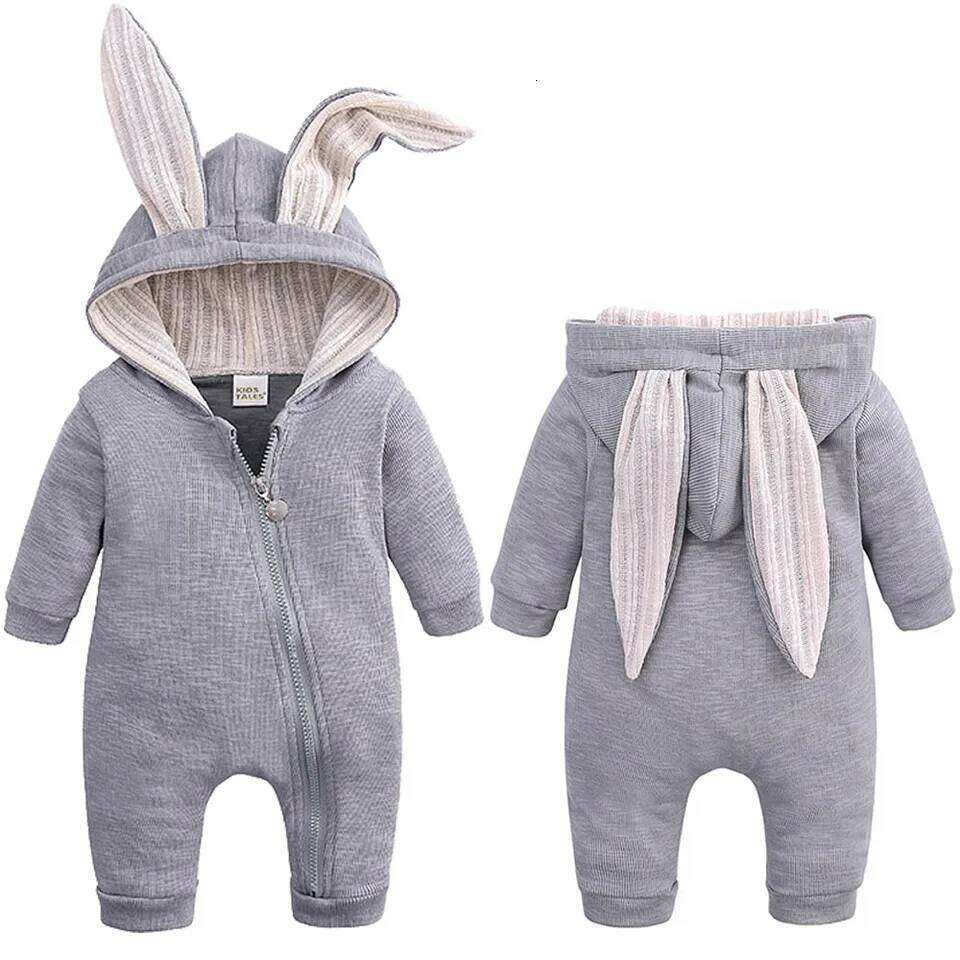 Adorable Jumpsuit Infant Bunny Romper for Baby Girl Boy Newborn Cotton One-Piece Bodysuit with Long Sleeves Casual Cute Playsuit 26H0224
