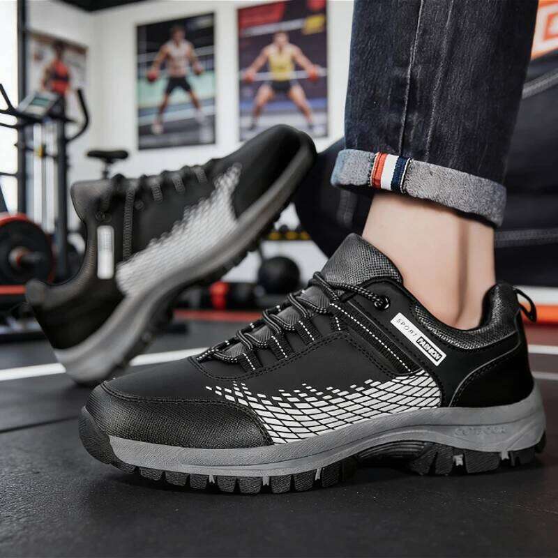 Men's Athletic Running Mesh Sole Non-Slip Gym Training Sneakers Black Sports Footwear Outdoor Hiking Walking Causal Shoes