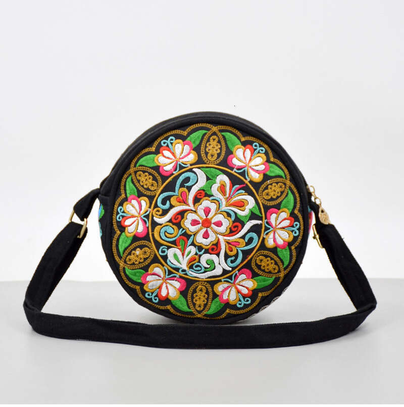 Ladies Foreign Trade Small Hanfu Embroidered Crossbody Bag, Ethnic Style Round Mobile Phone Coin Purse Key Bag Evergwish