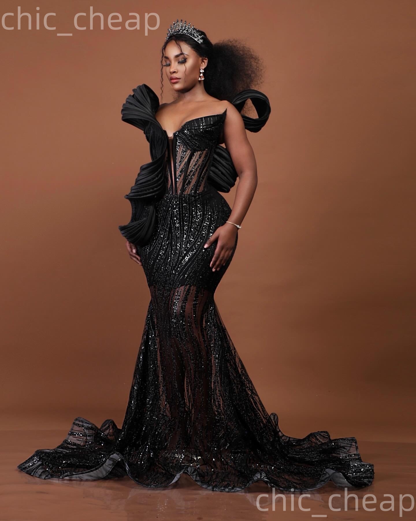 Aso Ebi Black Mermaid Prom Dresses 2026 Sweetheart Sequined Stylish Evening Formal Party Second Birthday Engagement Gowns Dress For Special Occasions 