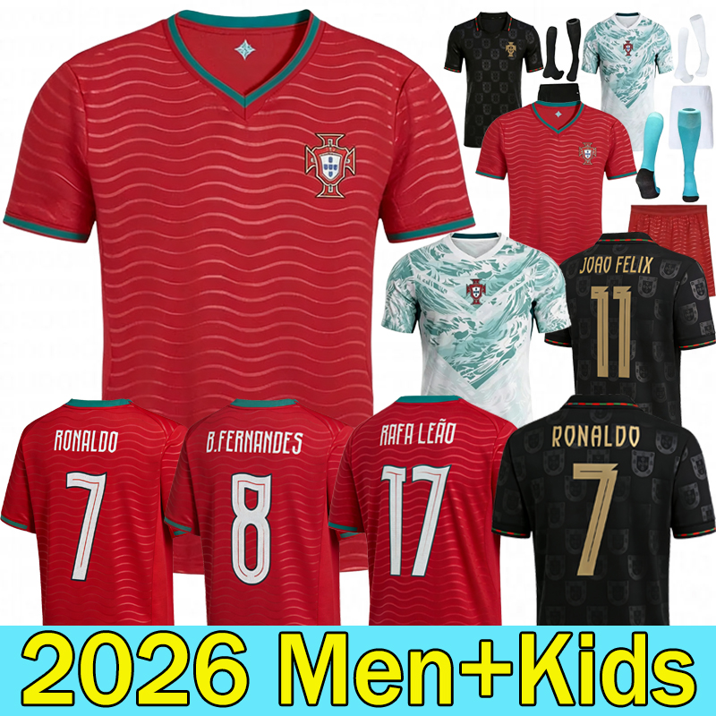 maillot Portugal Soccer Jerseys 2026 Portugals RoNalDo Jerseys JOAO FELIX BERNARDO B. FERNANDES PEPE 25 26 Portugal Football Shirt Team Men Kids Kit