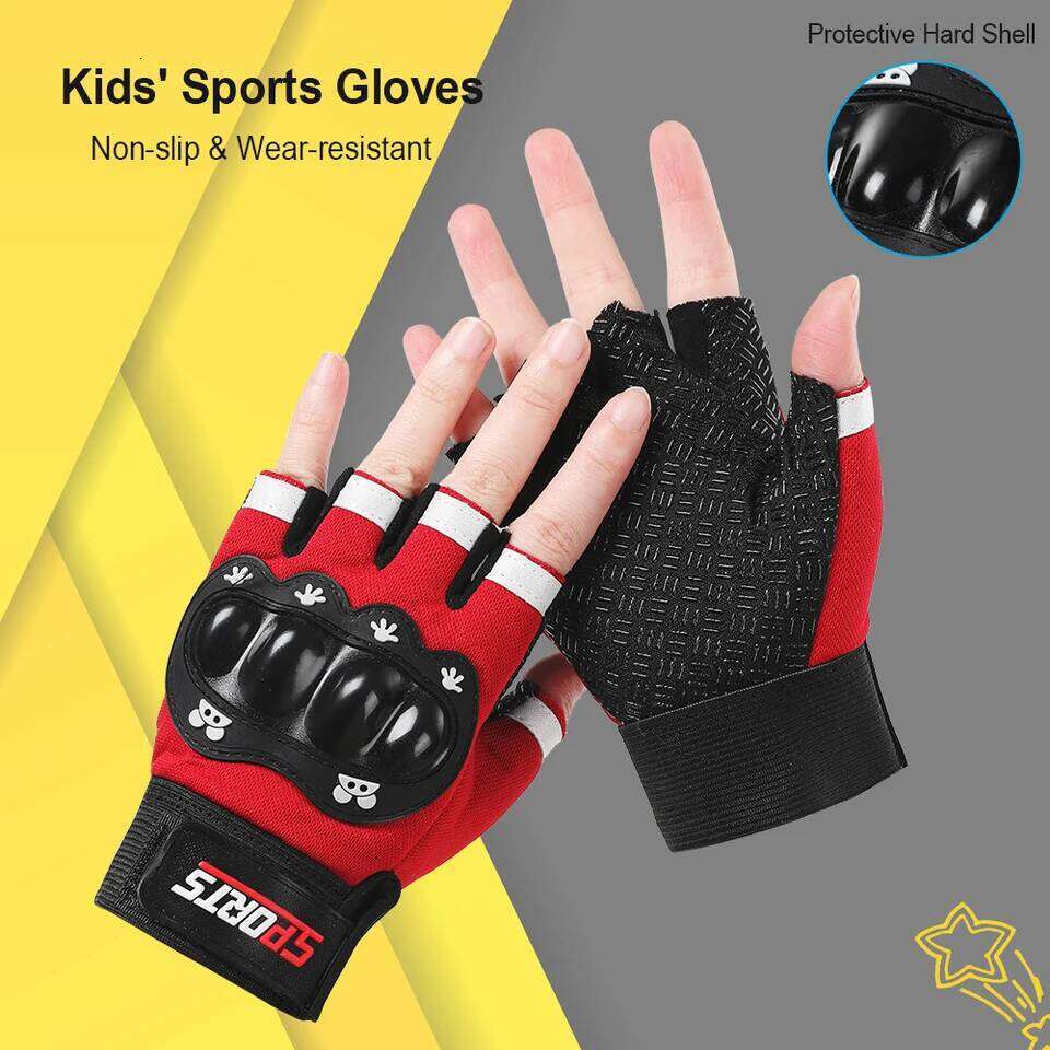 Children's Sports Cycling Hard-Shell Safety Boy Girl Non-slip Scooter Fall Protection Balance Bike Kids Gloves Ages 5-12 26H0224