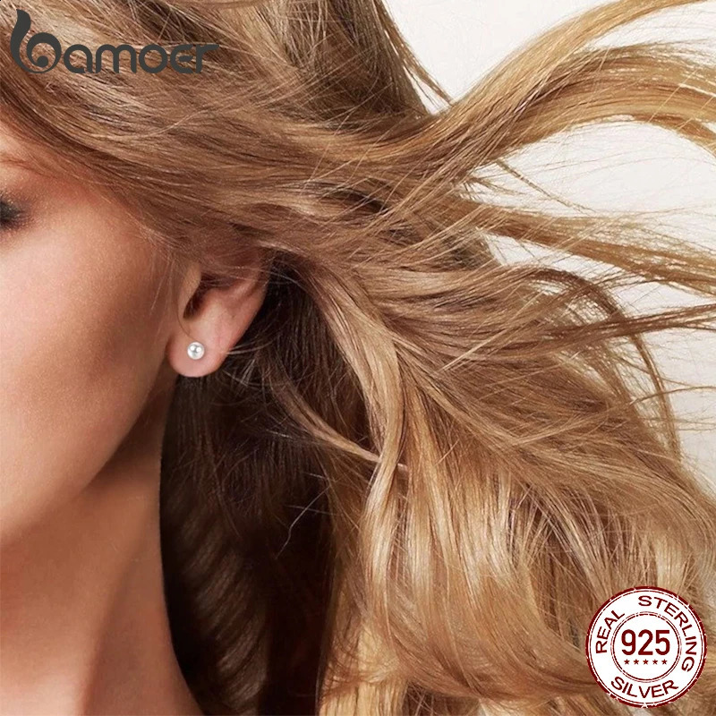 925 Sterling Silver Charm Pearl Beads Stud Earrings For Women Trendy Mini Ball Earrings Fine Jewelry for Daily Wear 260205