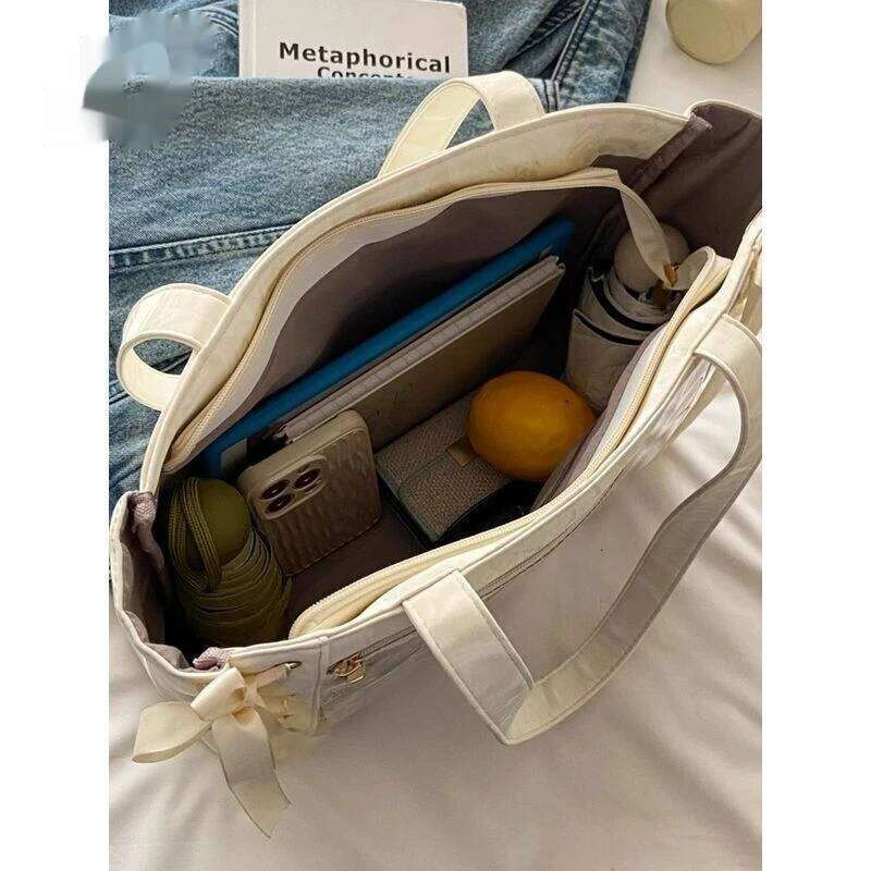 New Versatile Fashion Ribbon Itabag Capacity Green Large Food Anime Millet Daily One Shoulder Tote Bag Z260224