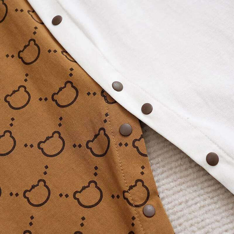 Spring Autumn Boys And Girls Cute Little Bear Printed Cotton Comfortable Casual Long Sleeve Baby Bodysuit 26Y0224