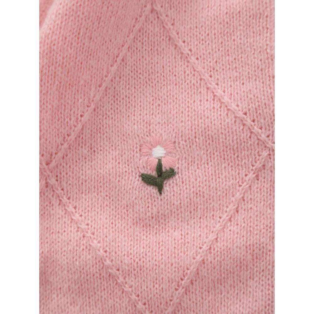 Spring and Autumn Baby Flower Embroidery Long Sleeve Knitted Children's Embroidered Footed Jumpsuit 26H0224