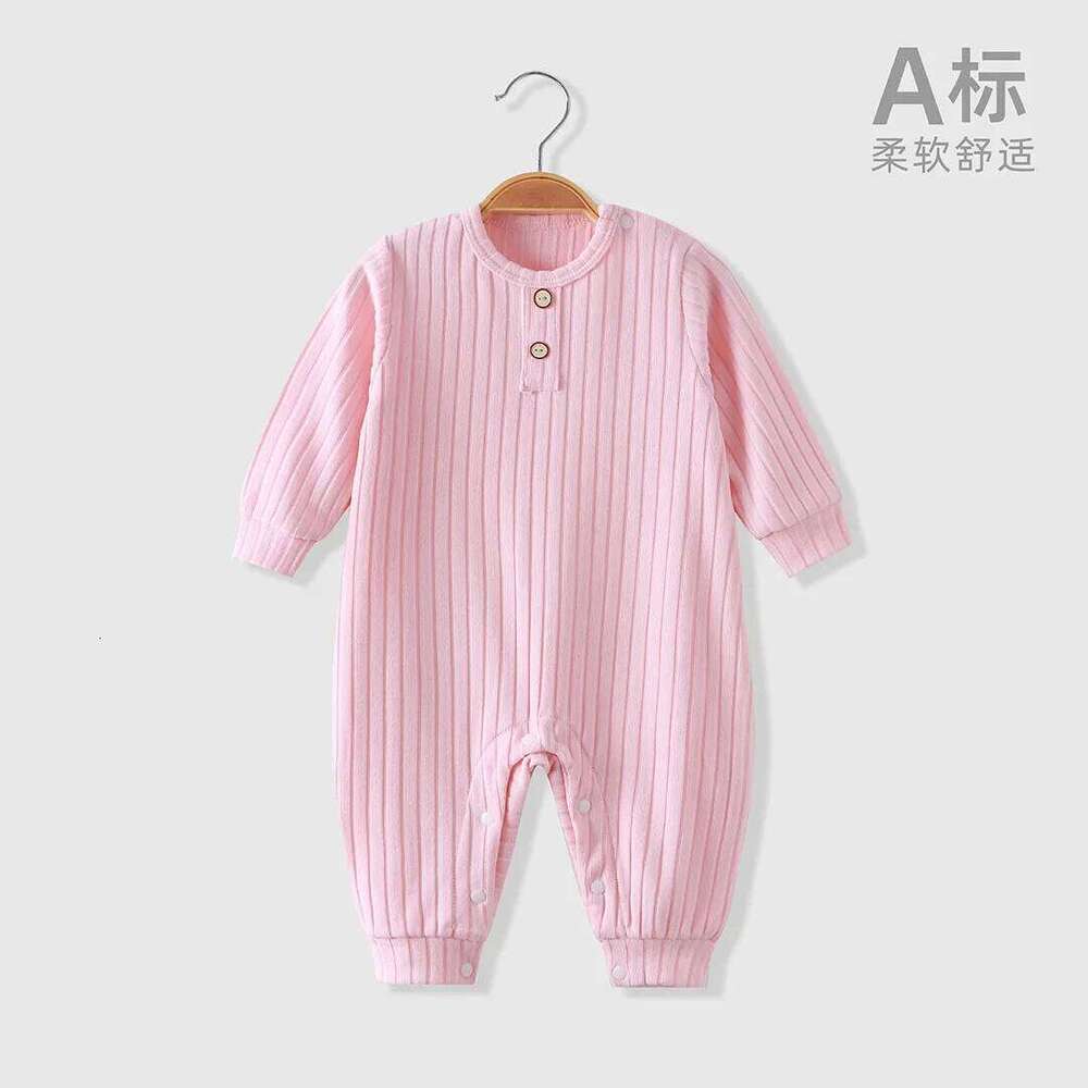 Somenie Unisex Long-Sleeve Onesie for Autumn Winter Boys' Girls' Baby Striped Romper Infant Outdoor Wear Trends 1-3-9-18M 26H0224