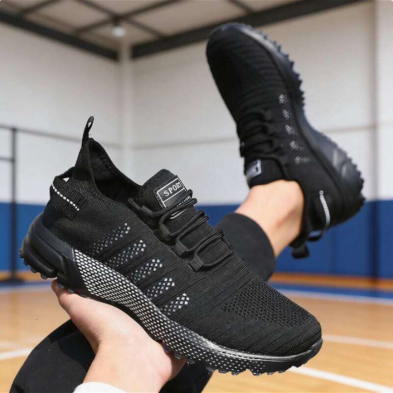 Men's Knit Weave Sports Breathable Mesh Sneakers Fashion Casual Running Lightweight Non-Slip Outdoor Walking Shoes