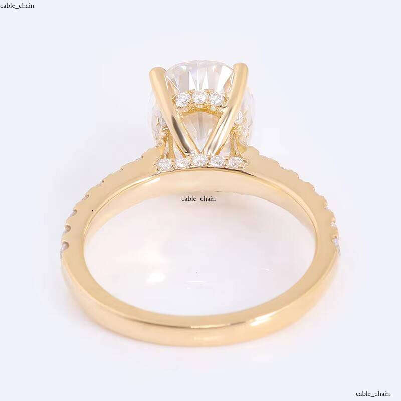 High Quality Women VVS Moissanite Wedding Jewelry Gift 2ct Oval Cut Yellow Gold 18k 14k 10k Anniversary Moissanite Party Ring