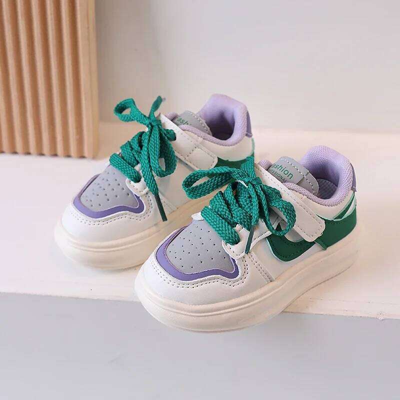 Children's Sports Girls 2025 Spring Autumn New Leather PU Leisure Soft Soled Boys Sneakers Baby Girl Casual Shoes 26W0224