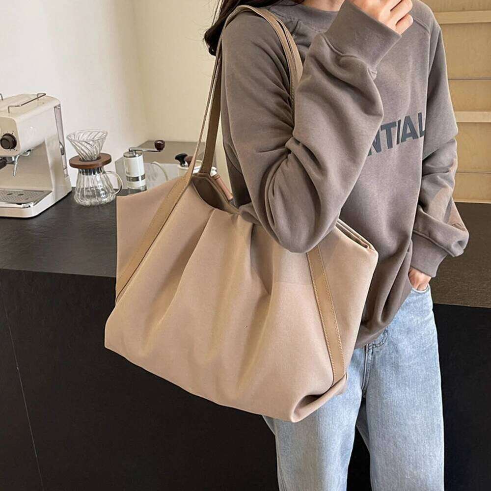 Women Shopping Handheld Large Capacity Canvas Casual Handbag Contrast Color Beach Tote Daily Bag for Female Z260224