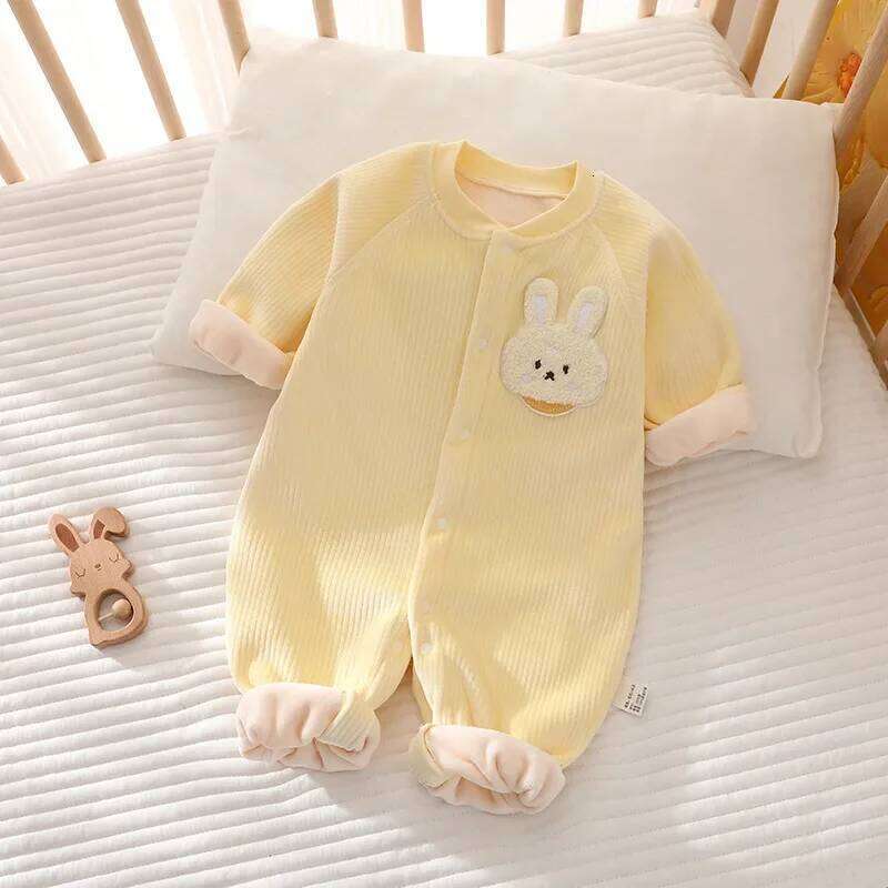 Winter Baby Jumpsuit Sleeves and Long Pants Warm Double-faced Fleece Design for Boys Girls Bodysuit 26Y0224