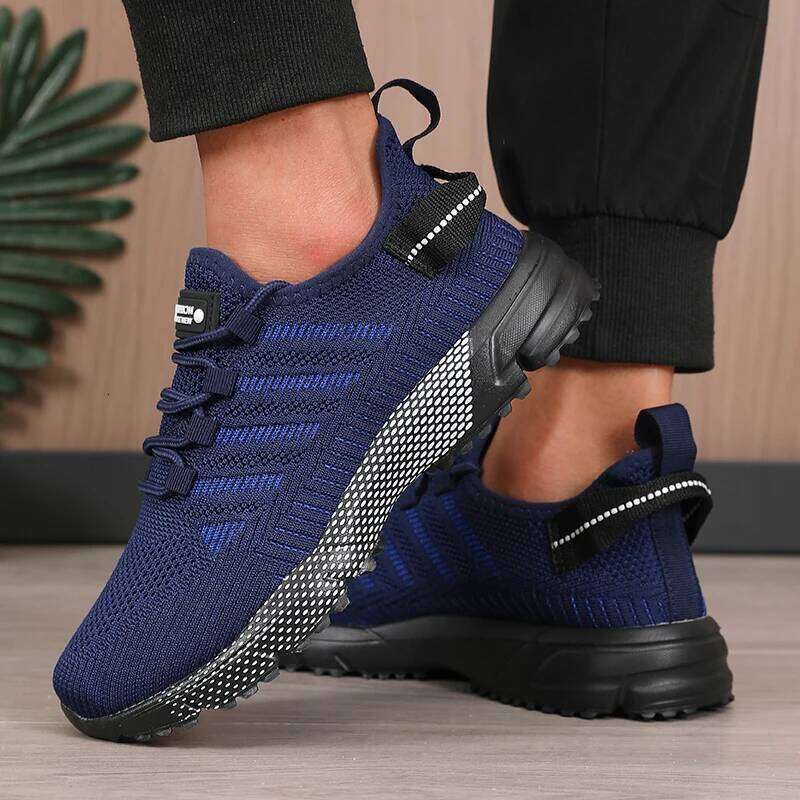 Breathable Running Anti Slip Casual Fashionable Training Hiking Outdoor Knitted Lace Up Men's Shoes