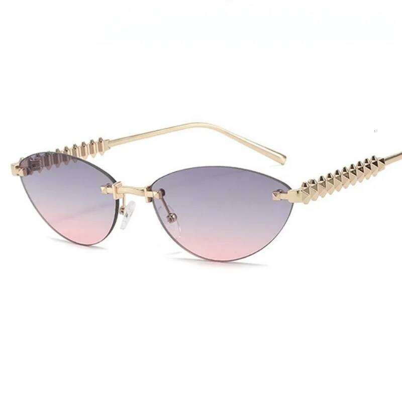 New Fashion Rimless Cat Eye Female Sunglasses High Quality Vintage Metal Frame Sun Glasses Shades UV400 Eyewear 26W0224