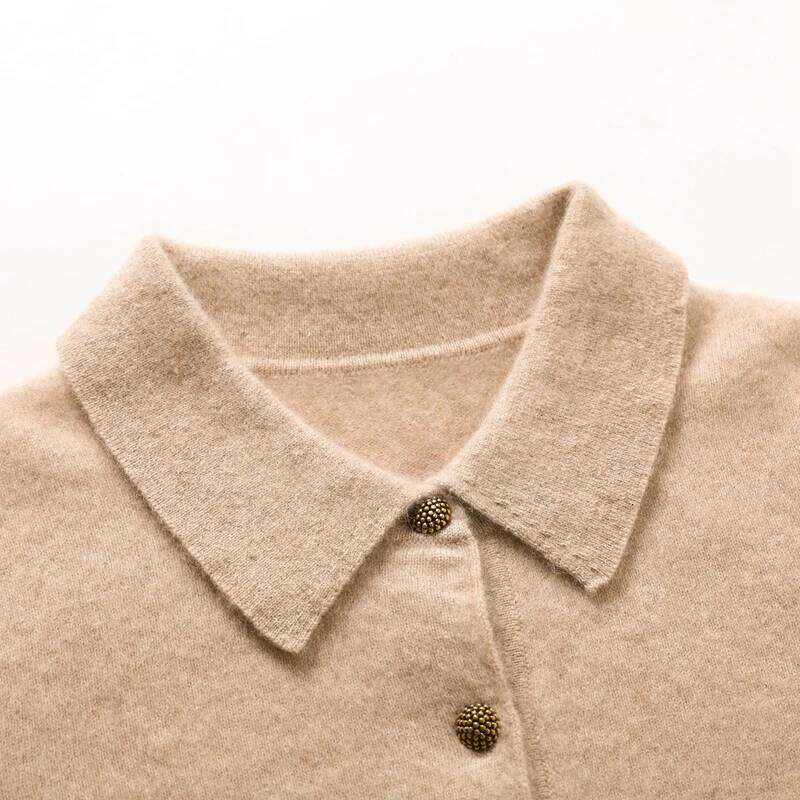 100% pure cashmere pullover short sleeved autumn/winter new women's T-shirt casual solid color knitted sweater POLO collar Tops 26W0224