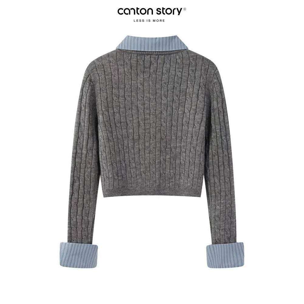 Women's Grey Cardigan Knitted SweaterHarajuku 9Os Y2k Long Sleeve Sweater Jumper Vintage 2000s Aesthetic Clothes 2024 26L0224