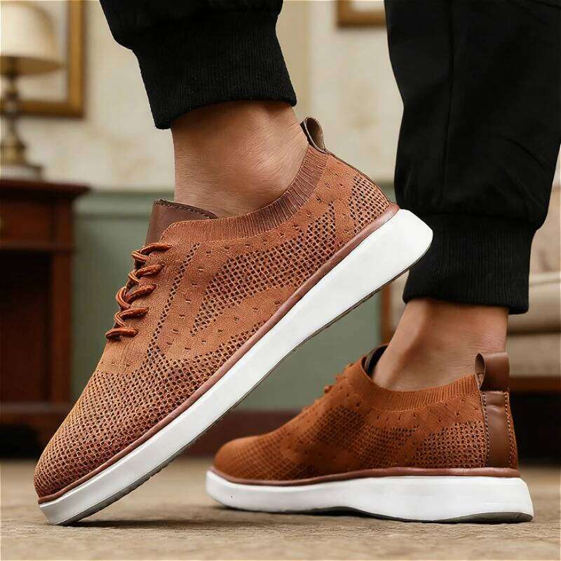 Casual Mesh Men 2026 New Breathable Knitted Lightweight Comfortable Walking Shoes Non-slip Sole Loafers Sneakers