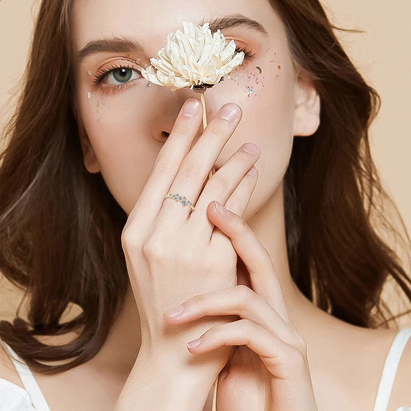 Na Fine Jewelry Gold Plated 925 Sterling Silver VVS Ring Women Flower Engagement Promise Ladies Ring 260124