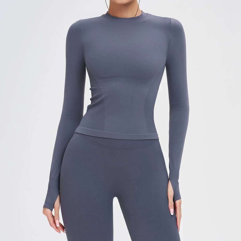 JUREN Seamless Yoga Shirts For Women Long Sleeve Fitness Running Gym Clothes Workout Dry Fit Breathable High Elastic Sports Top 26Y0224