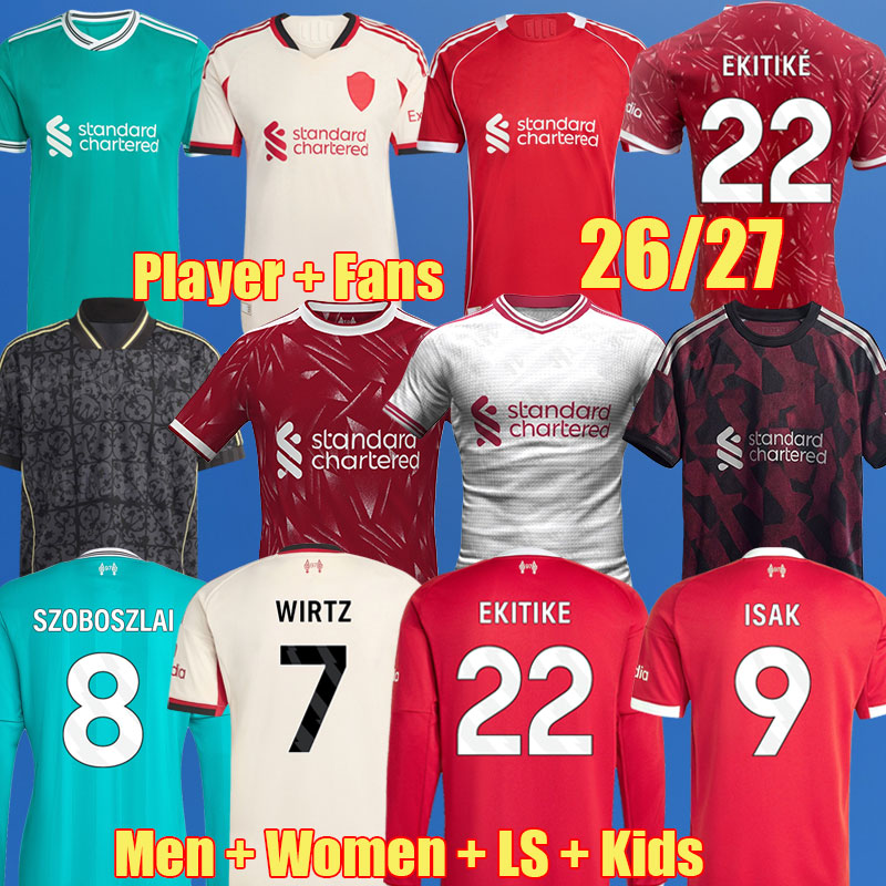 Liverpool 3XL soccer jerseys ALLISTER WIRTZ 26 27 ISAK EKITIKE FRIMPONG SZOBOSZLAI GAKPO Icons women 2026 2027 football shirt DIOGO J Mohamed Kids kit uniforms 889