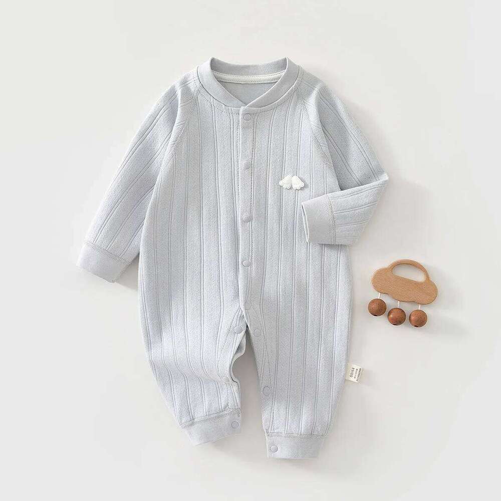 0-18M Jumpsuit Newborn Pure Cotton Long Sleeved Pajamas Baby Spring and Autumn Crawling Clothes 26H0224