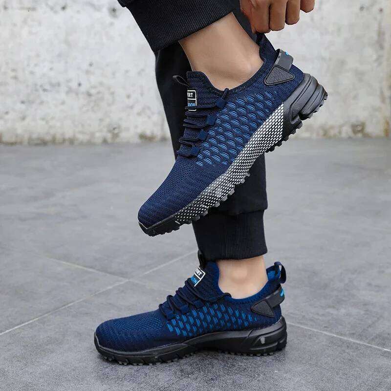 Men's Mesh Unique Grid Trend Design Breathable Comfortable Running Summer New Track Field Basketball Sports Shoes