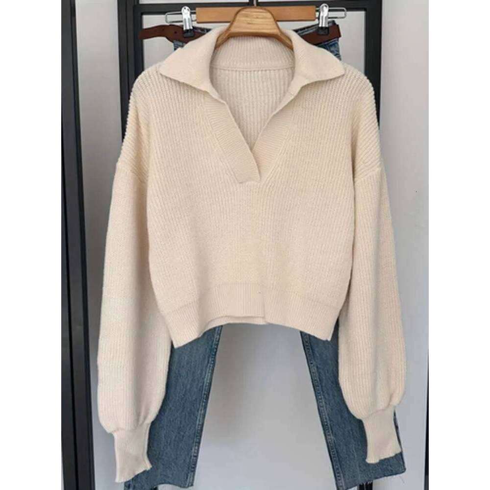 Women's POLO collar pullover long-sleeved wool top, versatile, fashionable casual, suitable for daily travel and commuting 26W0224