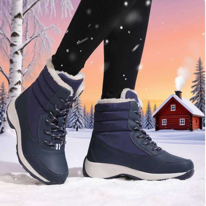 Women Platform Winter High Quality Warm Snow Outdoor Waterproof Hiking Shoes Lace-up Comfortable Ankle Boots