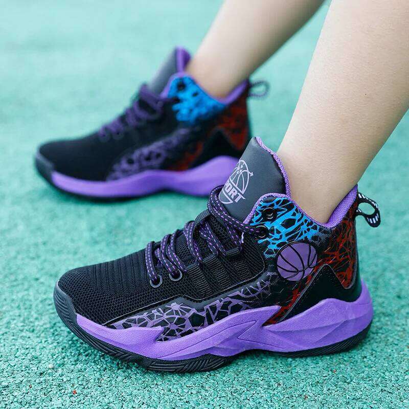 Children Breathable Flexible Light Anti-Collision Luxury Shoes Stable Rebound School Sports Basketball Boots 26W0224