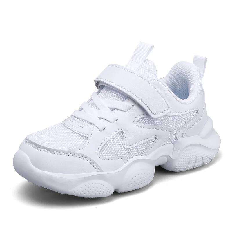 Children's Sports Boys Girls Fashion Mesh Breathable Non-slip Kids Running Shoes for Boy White School Sneakers 26W0224