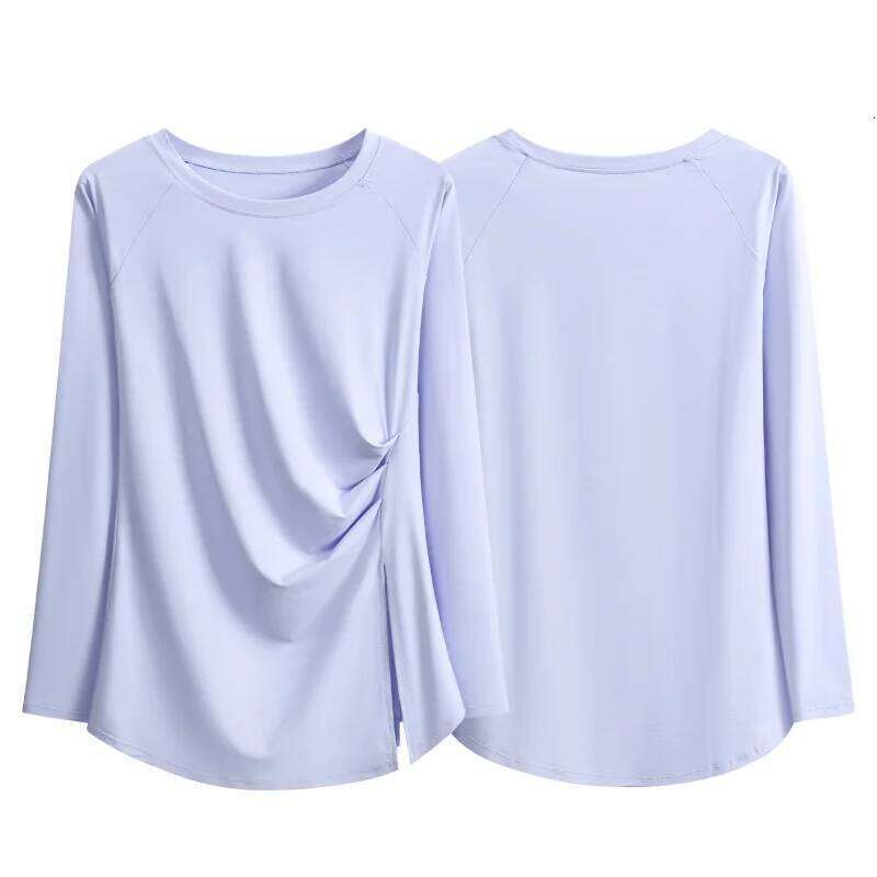 DRUR 2026 Women's Wrap Yoga Shirt With Side Split Round Neck Ruched Fitted Trendy Workout Top for Pilates Dance Gym Yogawear 26Y0224