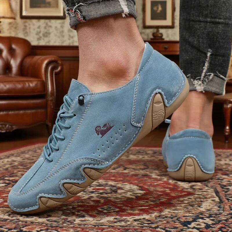 Men's Suede Leather Casual ShoesLace Up Driving Shoe Comfortable Lightweight Loafers for Daily Wear Outdoor Activities Man Shoes