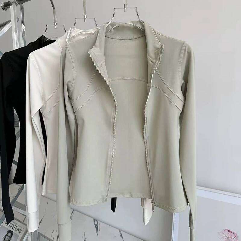 Women's High-End Yoga Fitness Autumn Stand Collar Long Sleeve Windproof Sports Running Training Top 26Y0224