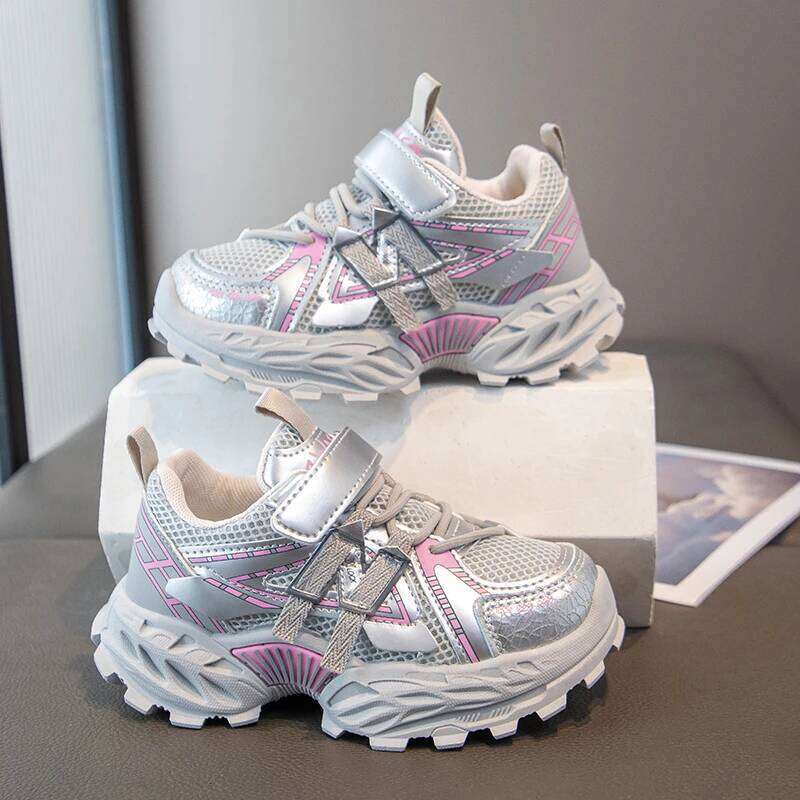 Girls' 2026 New autumn winter children's transparent mesh sports shoes, fashionable and anti-slip dad shoes 26W0224