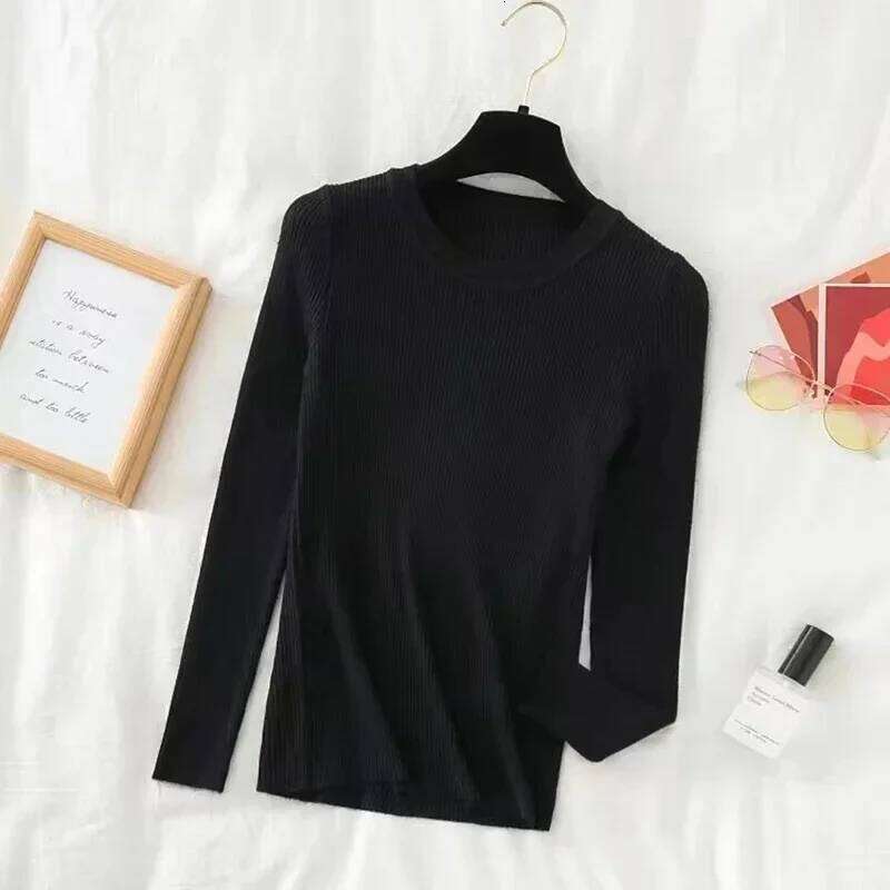AOSSVIAO 2025 Women Sweater Autumn Long Sleeve Pullover Basic Tops Fashion O Neck Elastic Female Winter Solid Knitted Jumper 26L0224
