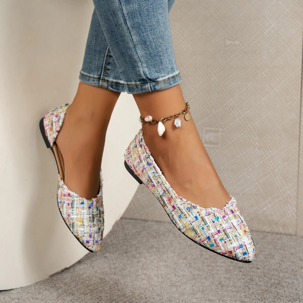 Classic Side-Cut Single Shoes French-Style Temperament Pointed-Toe Flat Shoes 260130