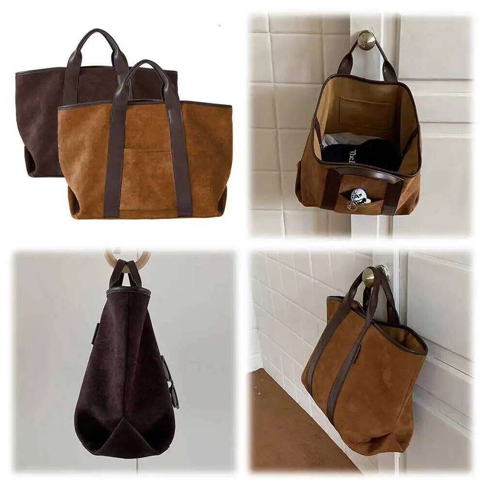 Tote for Women Solid Color Retro Suede Large Capacity Top Handle Bag Trendy Shopper Handbag Travel Purse Z260224