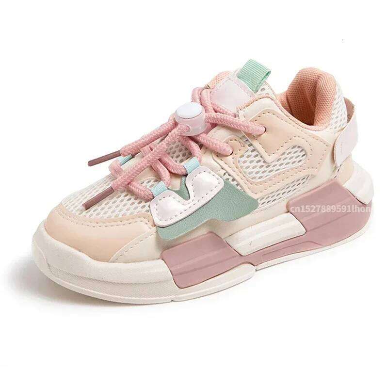 2023 Spring Children Girl Pink Shoes Autumn Mesh Breathable Kids Sneakers for 5-18 Yrs Boy Lightweight Running Shoe Walking Soft 26W0224