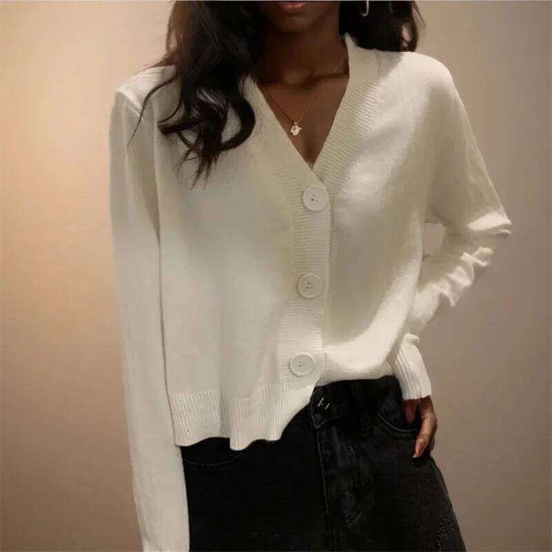 ITOOLIN Casual Knit Thin V-Neck Sweater Buttons Up Sweet Cardigan Coat For Women 2025 Autumn 26L0224