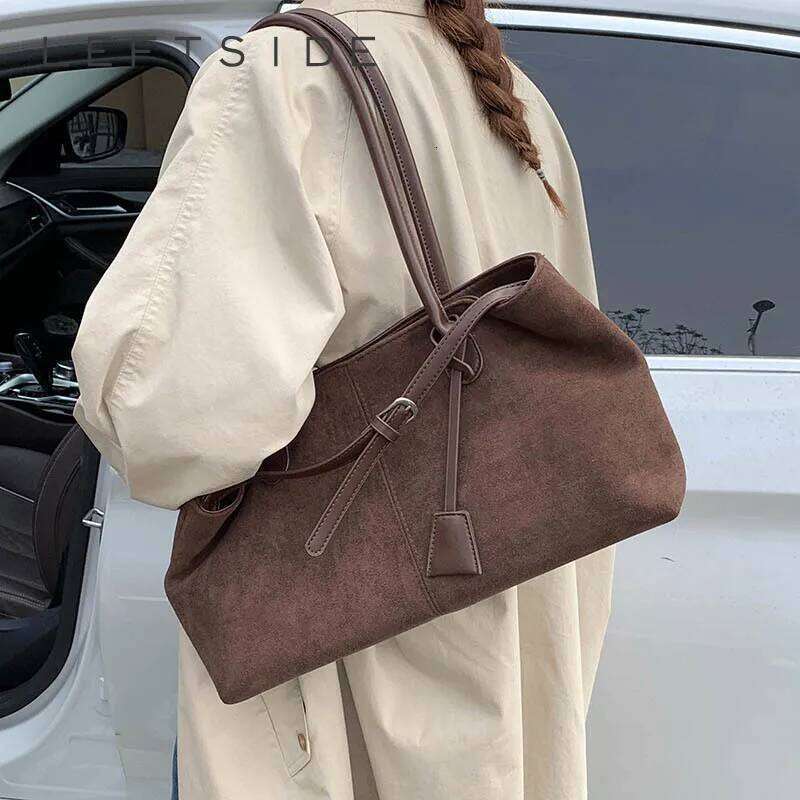 LEFTSIDE Women's PU Leather Shoulder 2025 Winter New Fashion Retro Underarm Bag Luxury Brand Handbags Tote Bags Z260224
