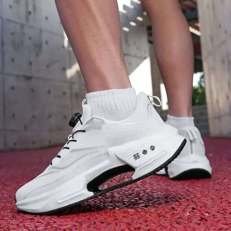 Carbon Plate Running Shoes Boys 2025 New Style Student Rotating Button Technology TPU+ Popcorn High Pop Sneakers for Girls 26W0224