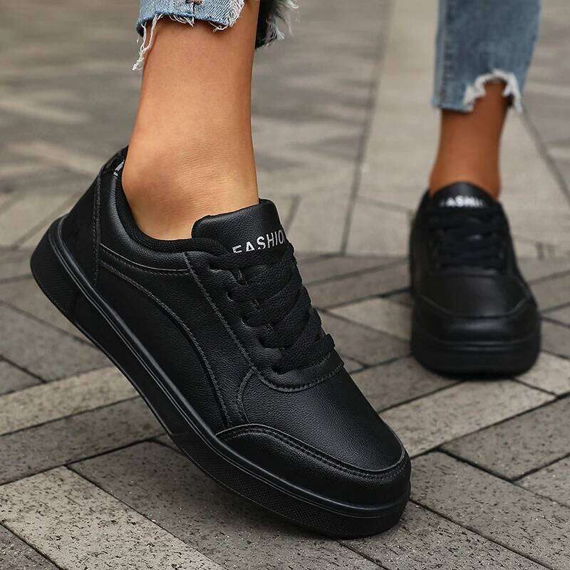 Women's Casual White Sneakers Chic Silver Trim Soft Lining Non Slip New Minimalist Design PU Leathe Skate Shoes for Women