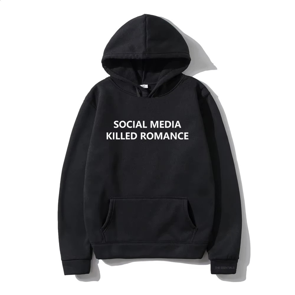 2025 Social Media Killed Romance Hoodie Vintage Menwomen Hoodies Harajuku Aesthetic Winter Clothes Fleece Pullover Sweatshirt 260126 - view 3