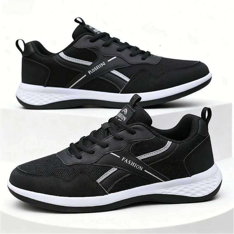 2026 Men's Casual Black Sneakers Mesh Breathable Lightweight Non-Slip Comfortable Sports Walking Jogging Tennis Shoes Men