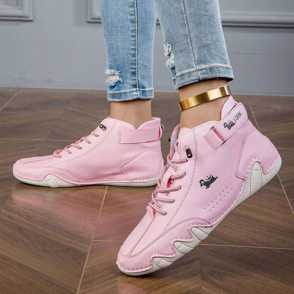 Ankle Boots for Outdoor Comfortable Casual High Top Sneakers Luxury Women Waterproof Leather Walking Short Shoes