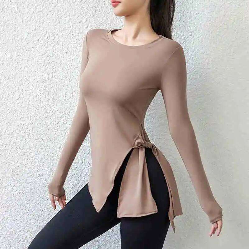 Women Slim Sweet Spicy Wind Wearing Fitness Clothes Running Yoga Long Sleeve Quick Dry Sports T-shirt 26Y0224