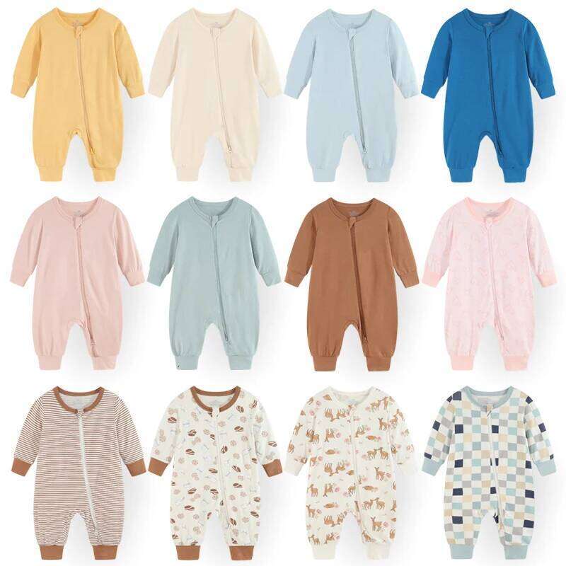 Newborn Boy Sets 0-24M 2/3Pieces 2-Way Zipper Cotton Baby Girl Clothes Unisex Autumn Rompers Spring 26Y0224