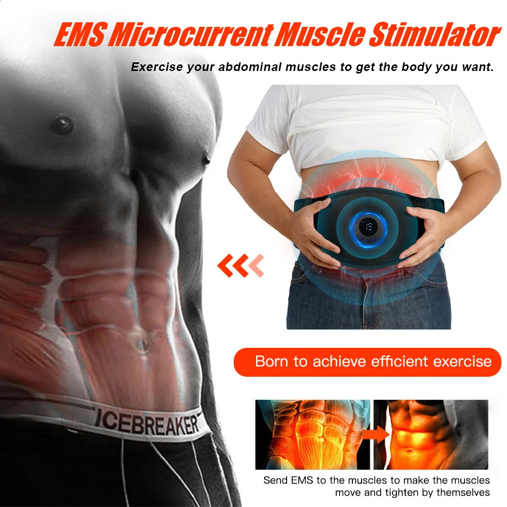 Abs Trainer Belt EMS Abdominal Muscle Stimulator Cellulite Remover Abdomen Slimming Belt Weight Loss body sculpting Massager 260126