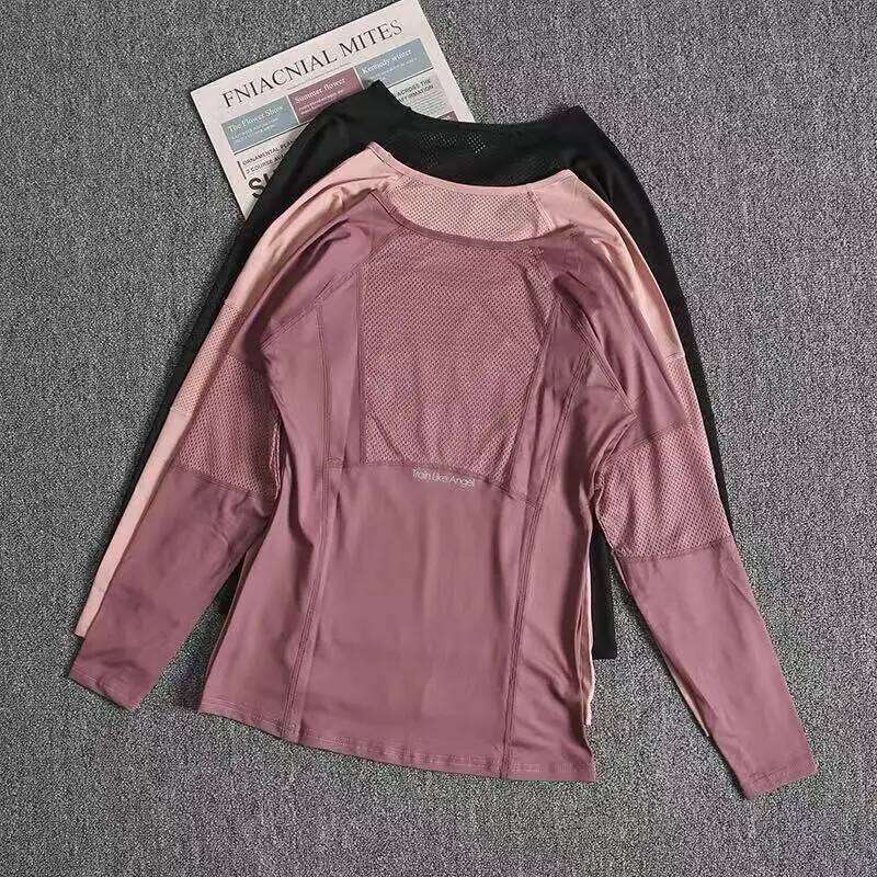 Women's Yoga Fitness Top, Quick-Dry T-Shirt, Sports Long-Sleeve Tight-Fitting, Slimming, Mesh Breathable Running 26Y0224